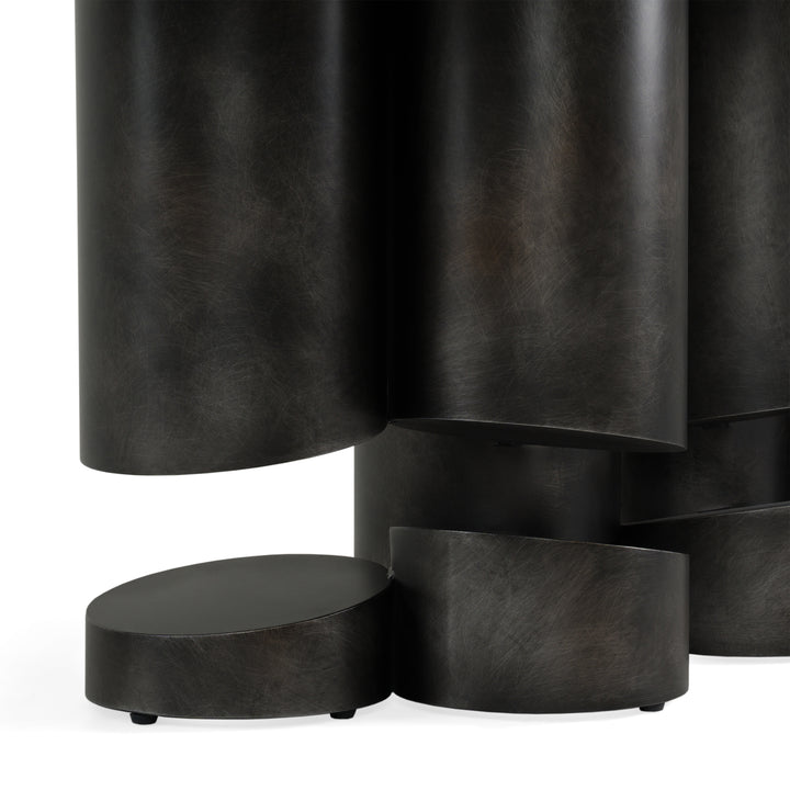 Finsbury - Modern Ceramic + Dark Grey Brass Oval Dining Table