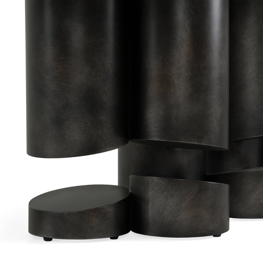 Finsbury - Modern Ceramic + Dark Grey Brass Oval Dining Table