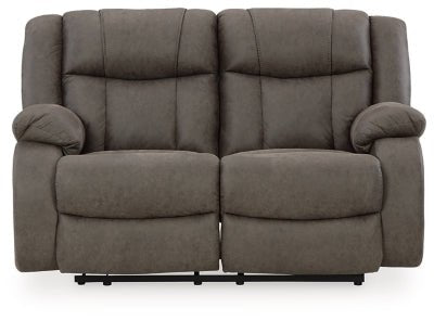 First Base Reclining Loveseat - Dark Gray | Ashley Furniture