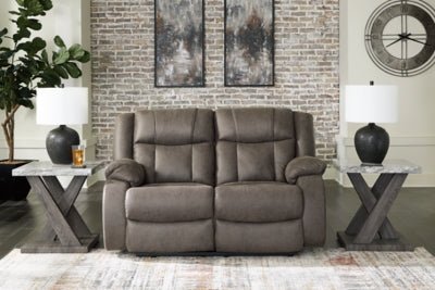 First Base Reclining Loveseat - Dark Gray Reclining Loveseat modern furniture Contempo Furniture