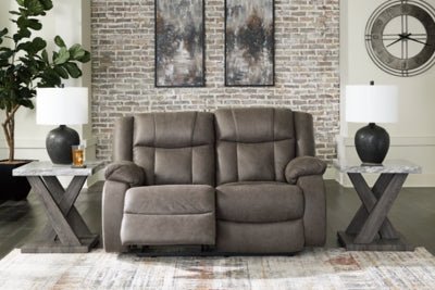 First Base Reclining Loveseat - Dark Gray Reclining Loveseat modern furniture Contempo Furniture