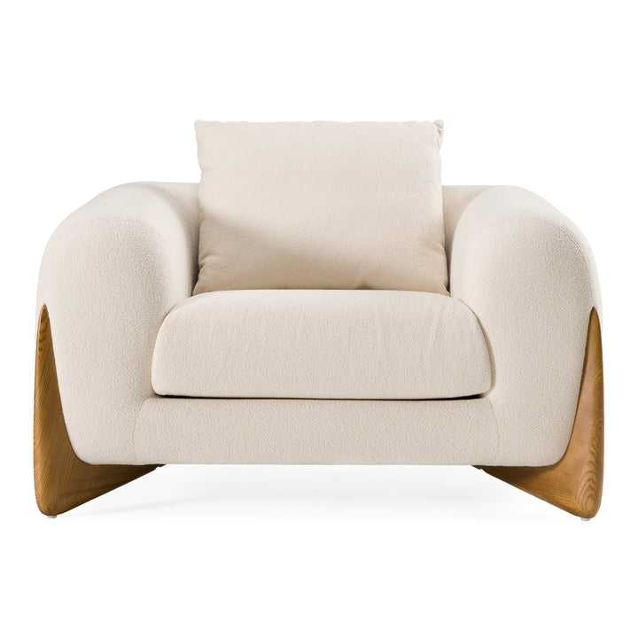 Fleury - Contemporary Cream Fabric and Walnut Lounge Chair