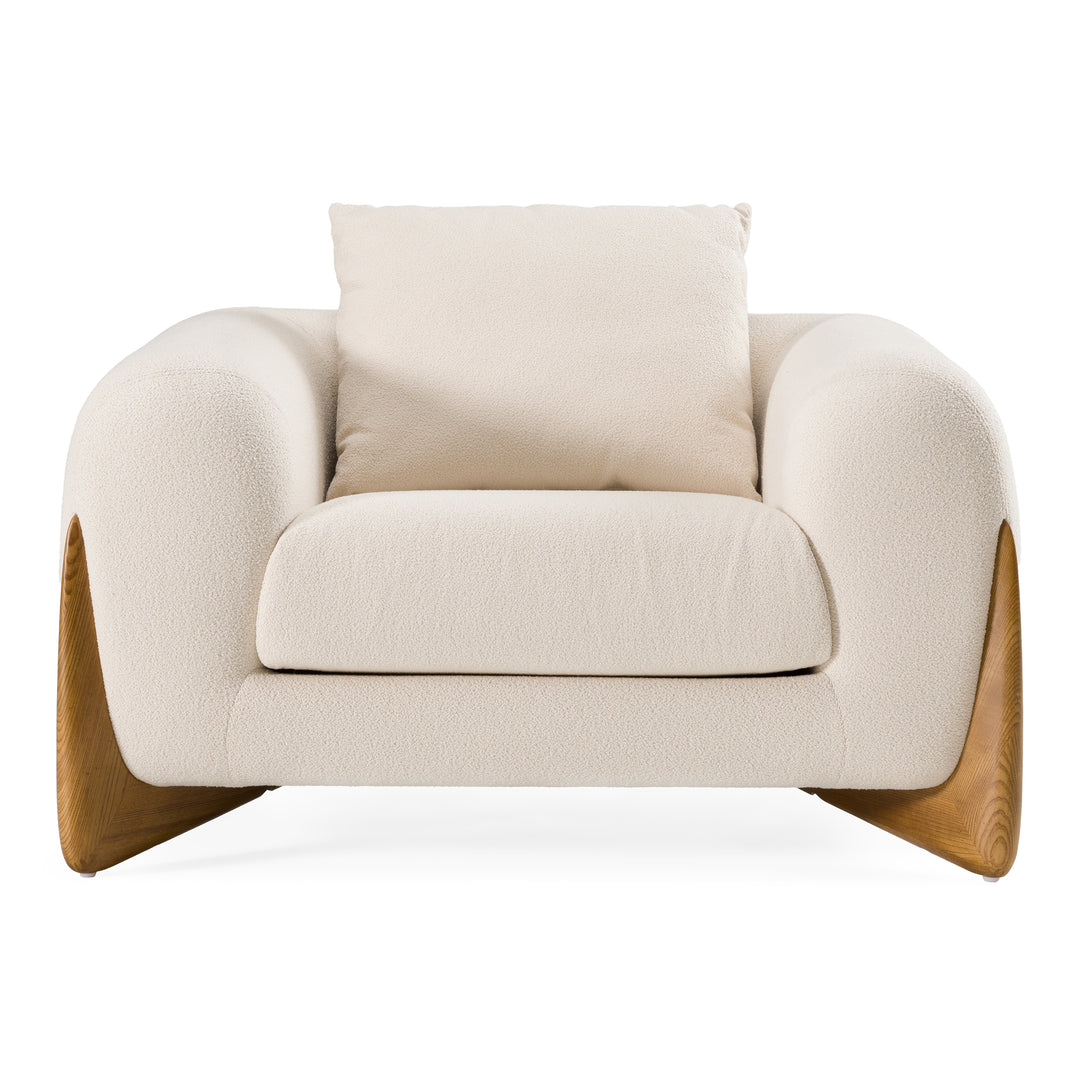Fleury - Contemporary Cream Fabric and Walnut Lounge Chair