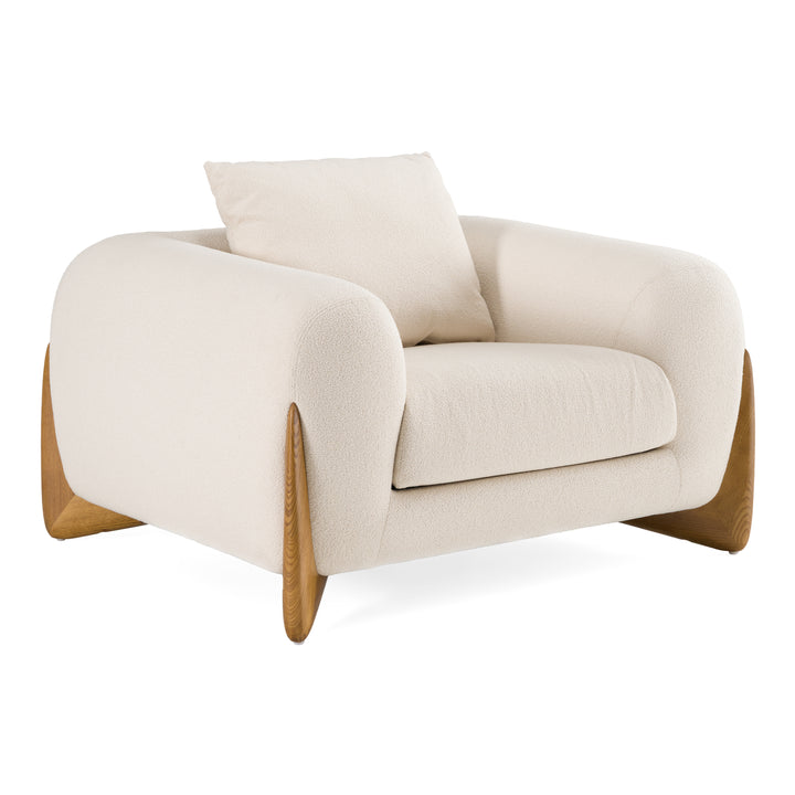 Fleury - Contemporary Cream Fabric and Walnut Lounge Chair
