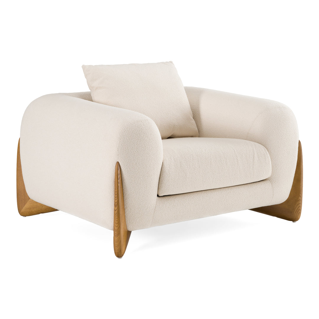 Fleury - Contemporary Cream Fabric and Walnut Lounge Chair