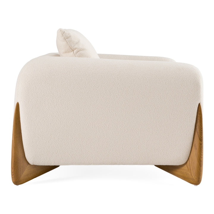Fleury - Contemporary Cream Fabric and Walnut Lounge Chair