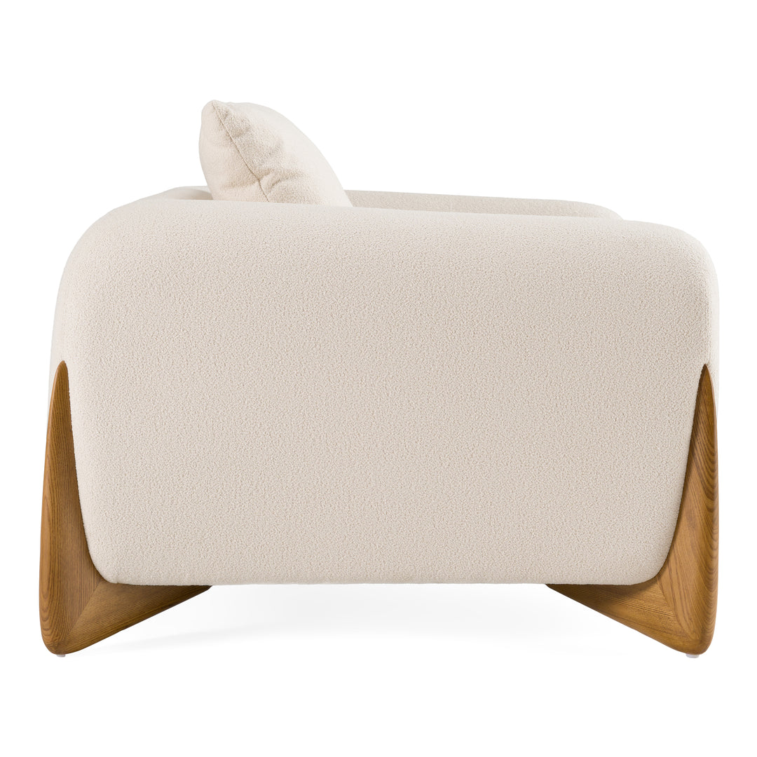 Fleury - Contemporary Cream Fabric and Walnut Lounge Chair