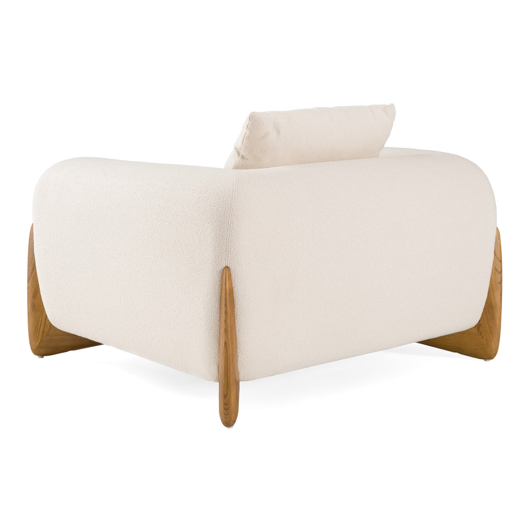 Fleury - Contemporary Cream Fabric and Walnut Lounge Chair