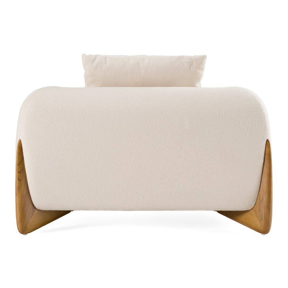 Fleury - Contemporary Cream Fabric and Walnut Lounge Chair - View 6