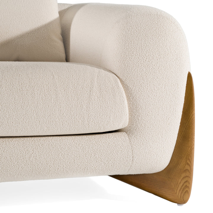 Fleury - Contemporary Cream Fabric and Walnut Lounge Chair
