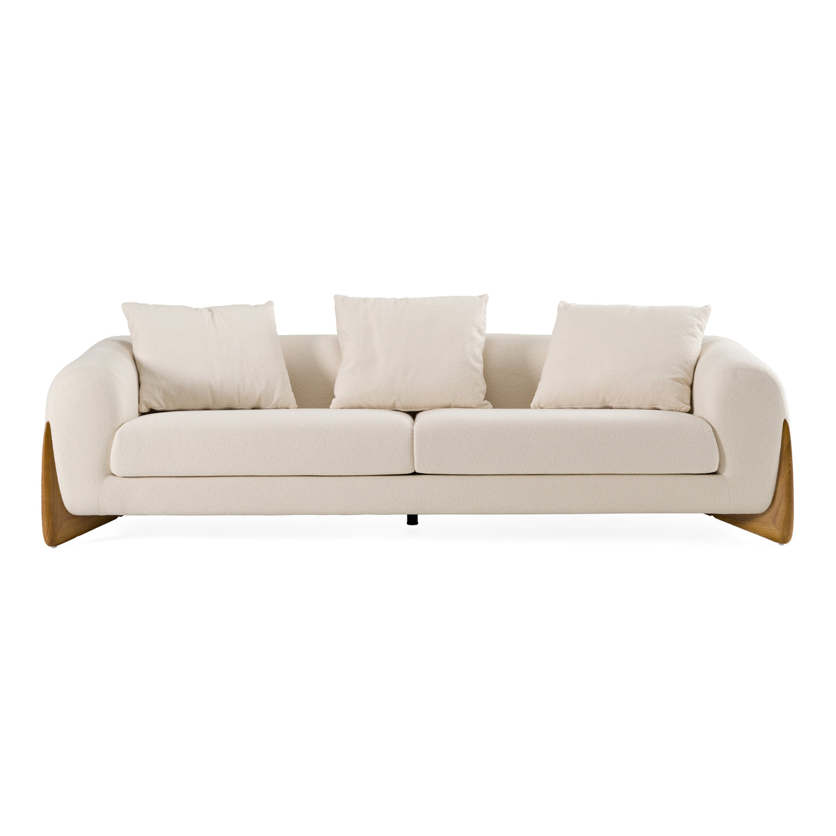 Fleury - Contemporary Cream Fabric and Walnut Sofa