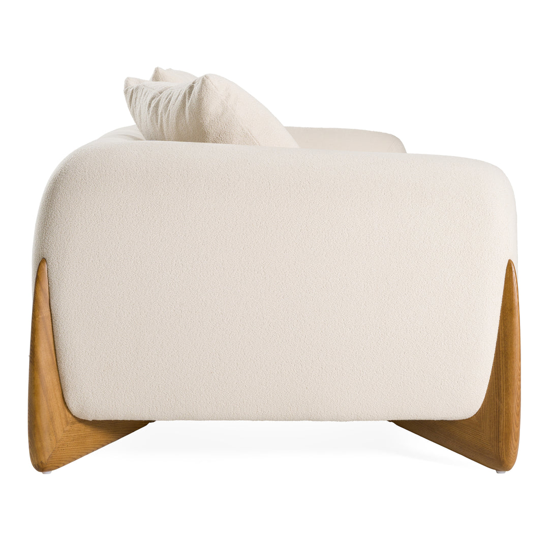 Fleury - Contemporary Cream Fabric and Walnut Sofa