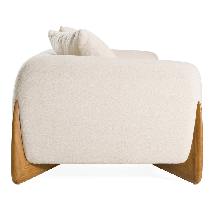 Fleury - Contemporary Cream Fabric and Walnut Sofa