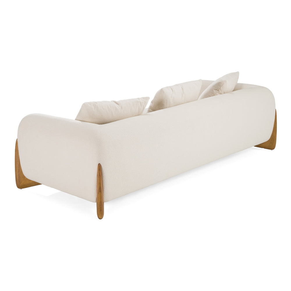 Fleury - Contemporary Cream Fabric and Walnut Sofa - View 8