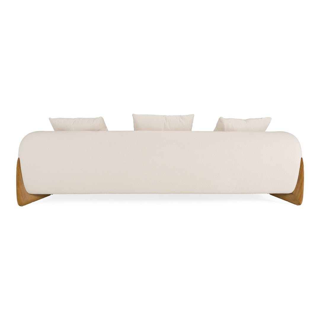 Fleury - Contemporary Cream Fabric and Walnut Sofa