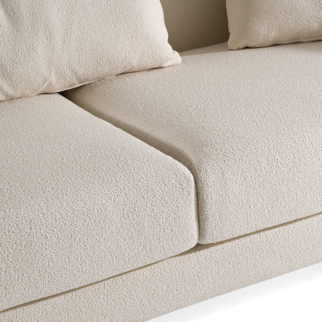 Fleury - Contemporary Cream Fabric and Walnut Sofa