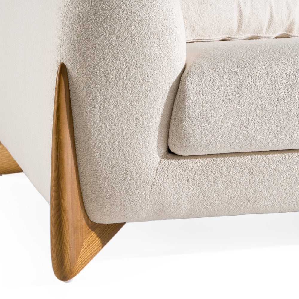 Fleury - Contemporary Cream Fabric and Walnut Sofa - View 7