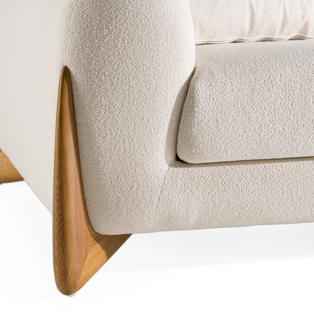 Fleury - Contemporary Cream Fabric and Walnut Sofa