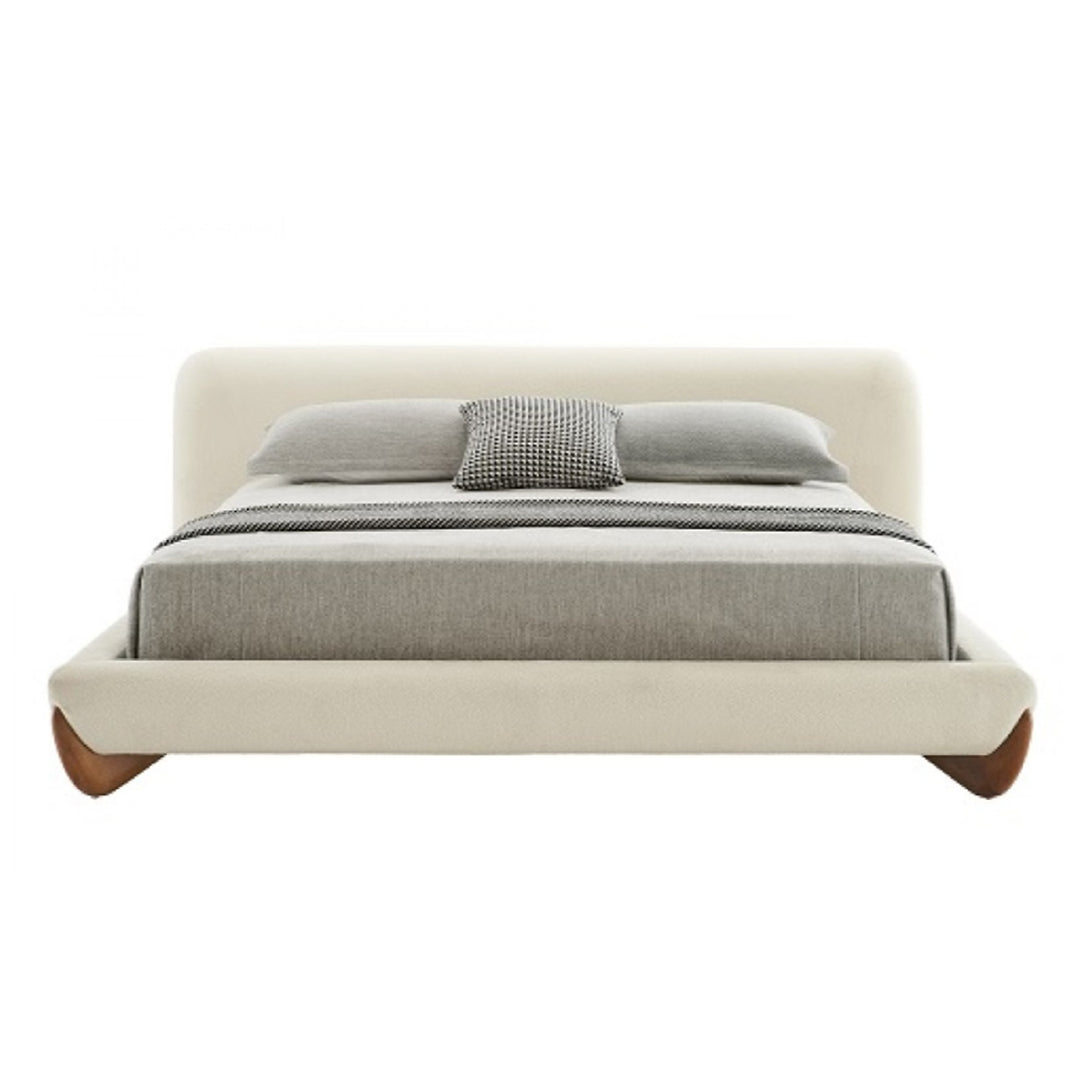 Fleury - Contemporary Cream Fabric and Walnut Bed
