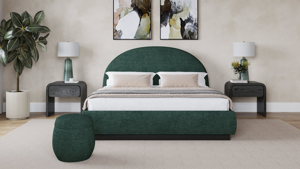 Flex Upholstered Ottoman in Emerald Chenille Benches modern furniture Contempo Furniture