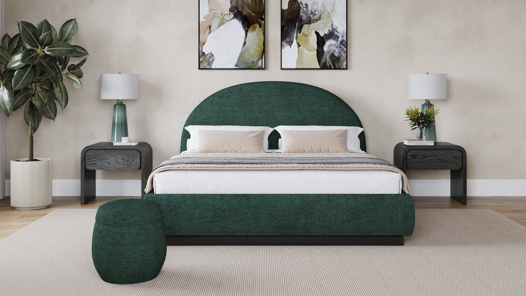 Flex Upholstered Ottoman in Emerald Chenille Benches modern furniture Contempo Furniture