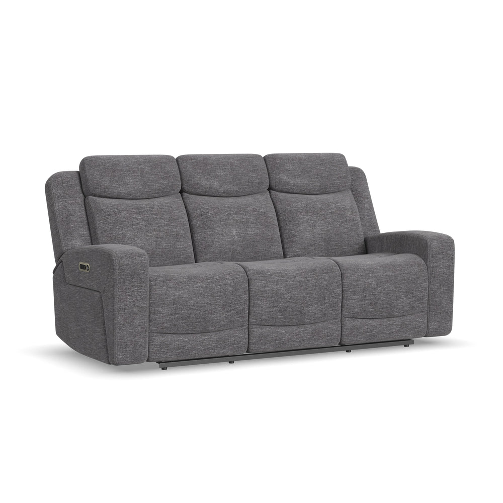 Ridge Fabric Power Reclining Sofa with Power Headrests in Granite