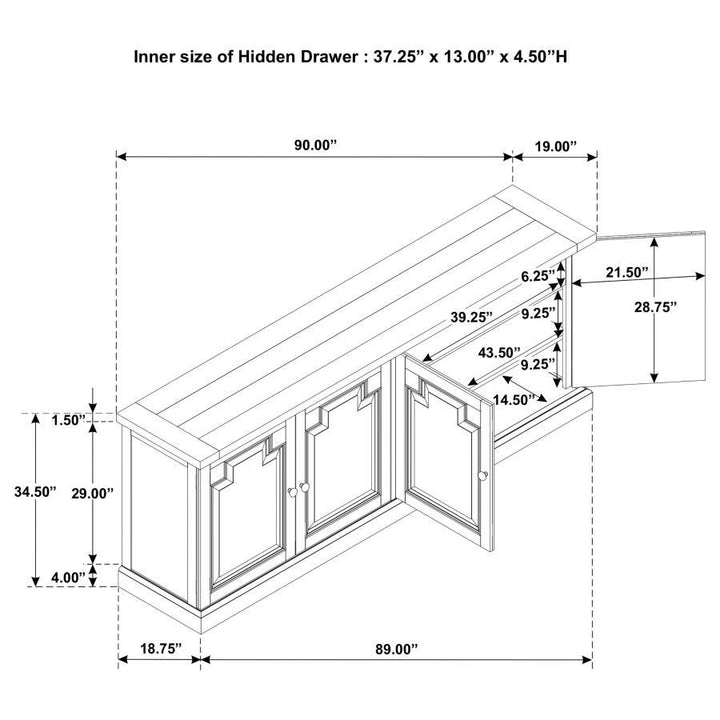 Florence - 4 Door Dining Sideboard Buffet Cabinet - Rustic Honey Buffets modern furniture Contempo Furniture