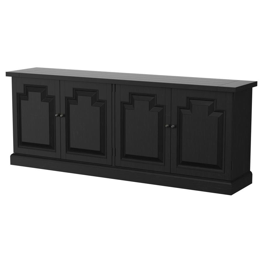 Florence - 4 Door Dining Sideboard Buffet - Distressed Black Buffets modern furniture Contempo Furniture