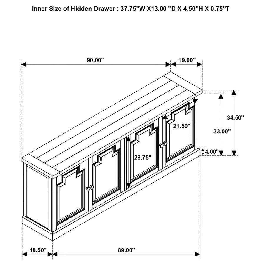 Florence - 4 Door Dining Sideboard Buffet - Distressed Black Buffets modern furniture Contempo Furniture