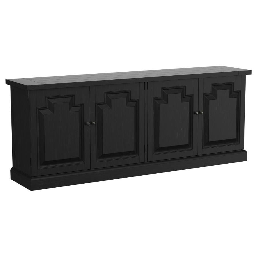 Florence - 4 Door Dining Sideboard Buffet - Distressed Black Buffets modern furniture Contempo Furniture