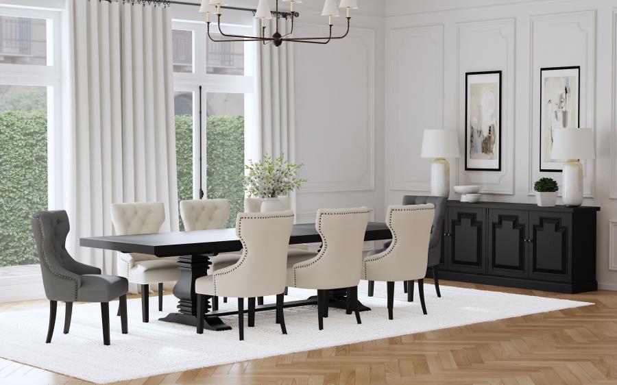 Florence - 4 Door Dining Sideboard Buffet - Distressed Black Buffets modern furniture Contempo Furniture