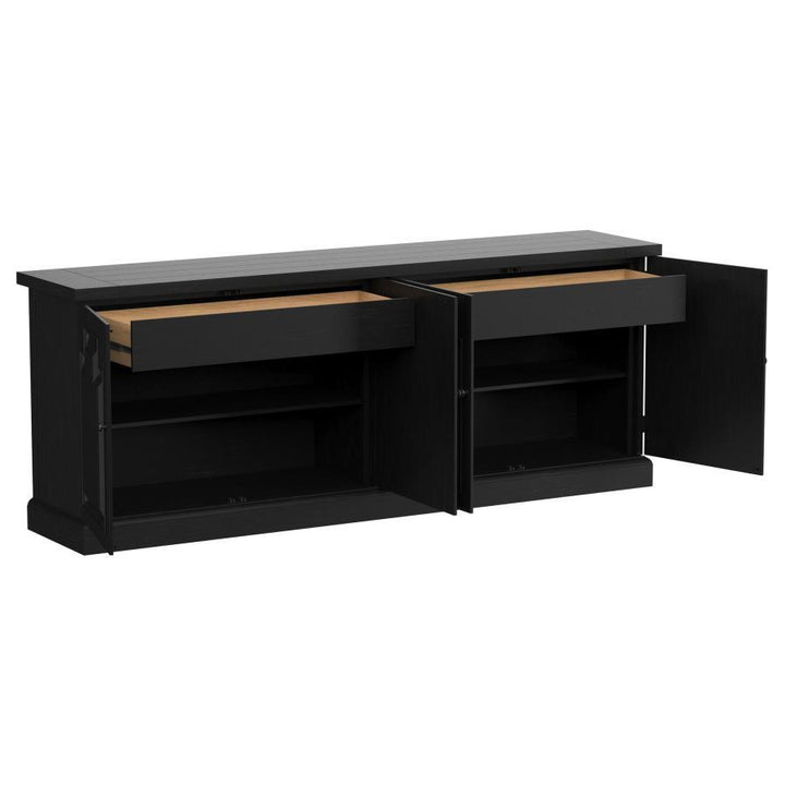Florence - 4 Door Dining Sideboard Buffet - Distressed Black Buffets modern furniture Contempo Furniture