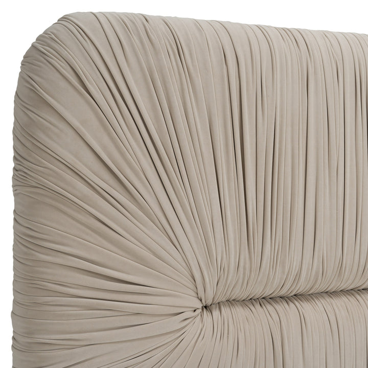 Florence - Modern Beige Velvet + Leatherette Bedroom Set