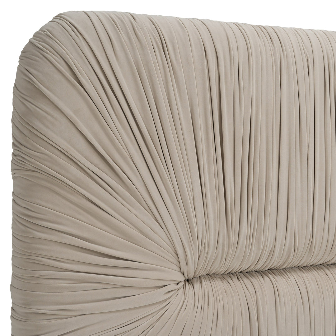 Florence - Modern Beige Velvet + Leatherette Bedroom Set