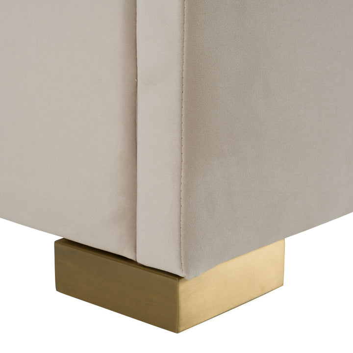 Florence - Modern Beige Velvet + Leatherette Bedroom Set