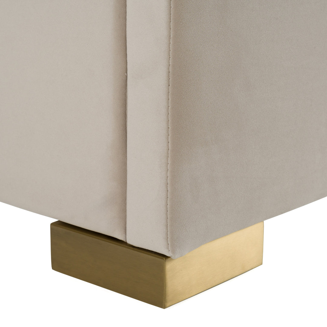 Florence - Modern Beige Velvet + Leatherette Bedroom Set