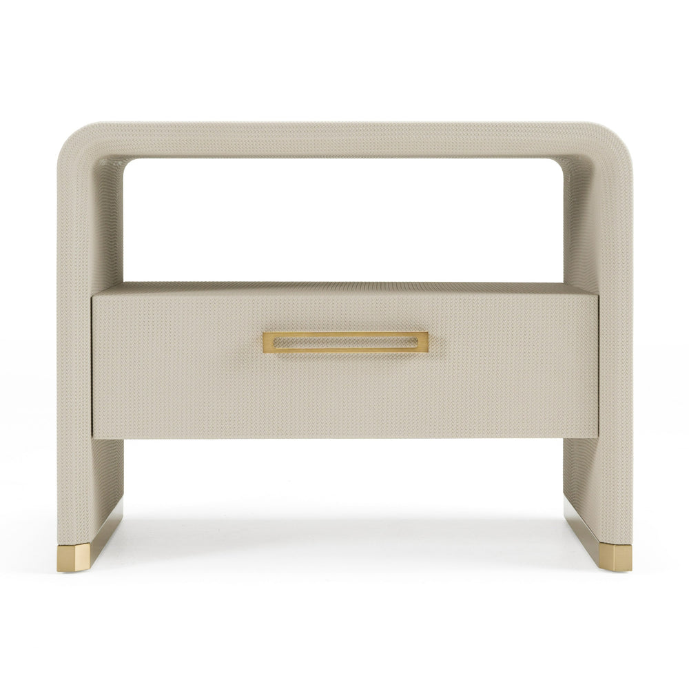 Florence - Modern Beige Leatherette + Gold Nightstand
