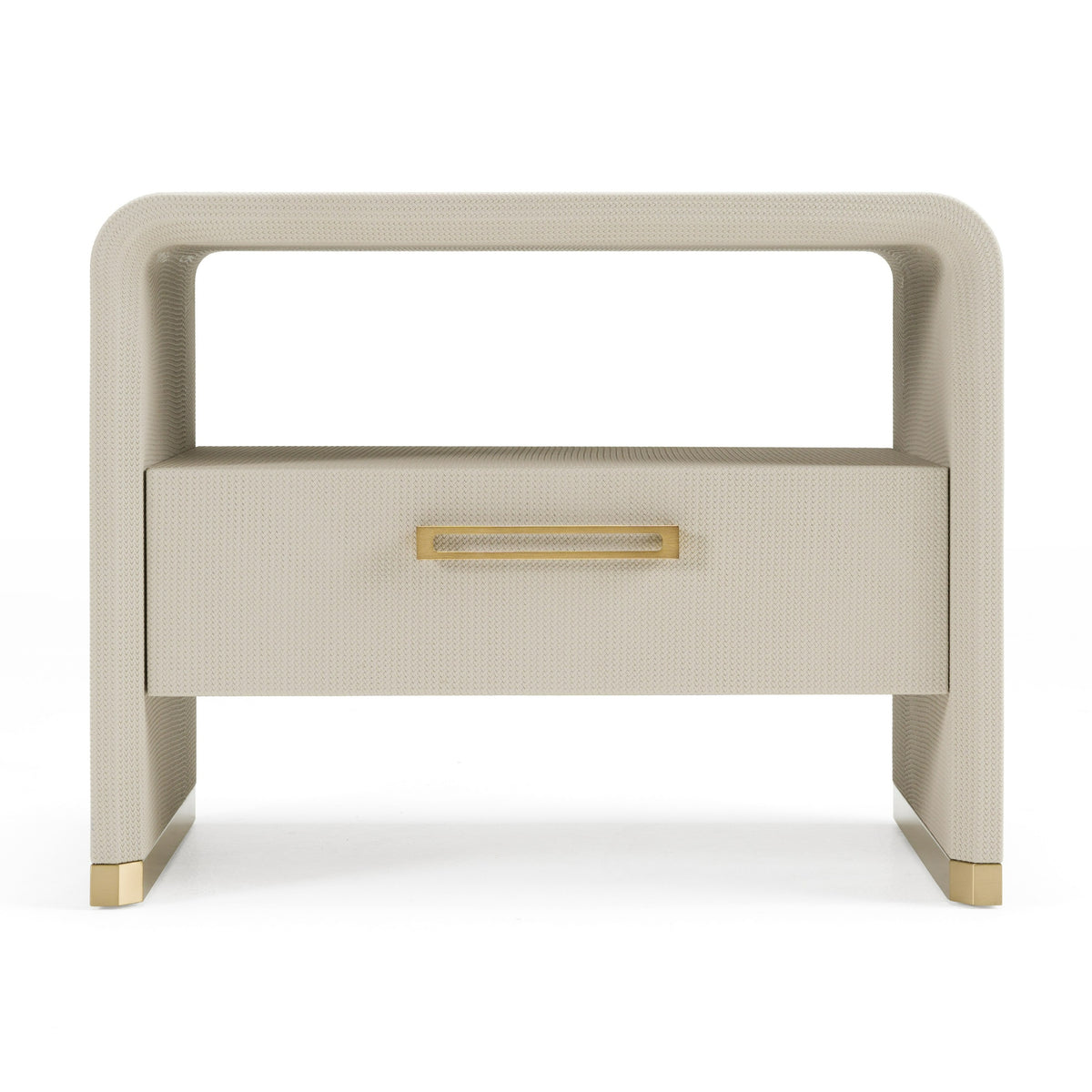 Florence - Modern Beige Leatherette + Gold Nightstand