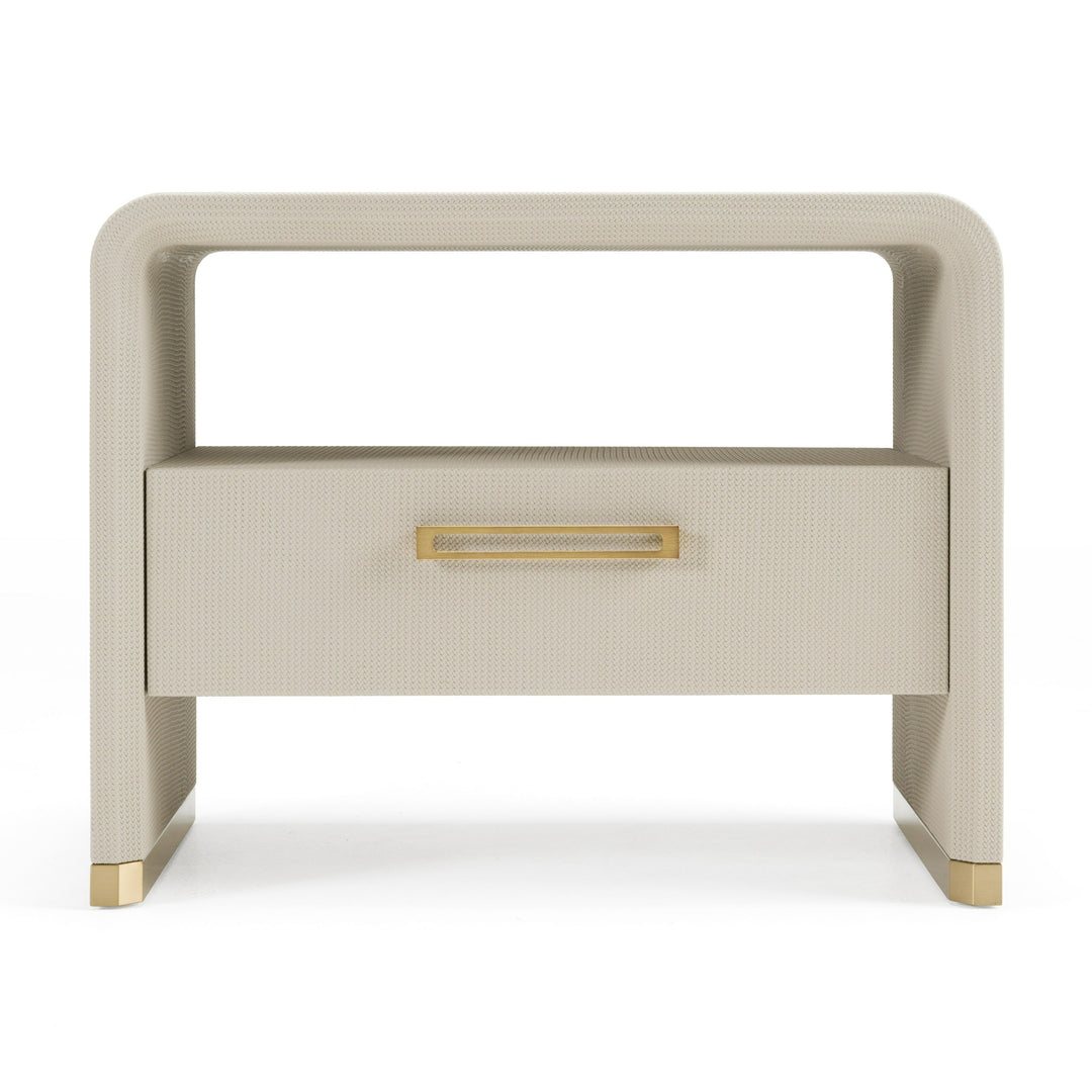 Florence  Modern Beige Leatherette + Gold Nightstand