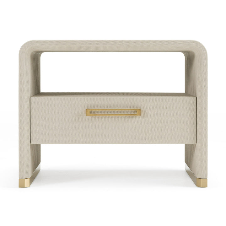 Florence  Modern Beige Leatherette + Gold Nightstand