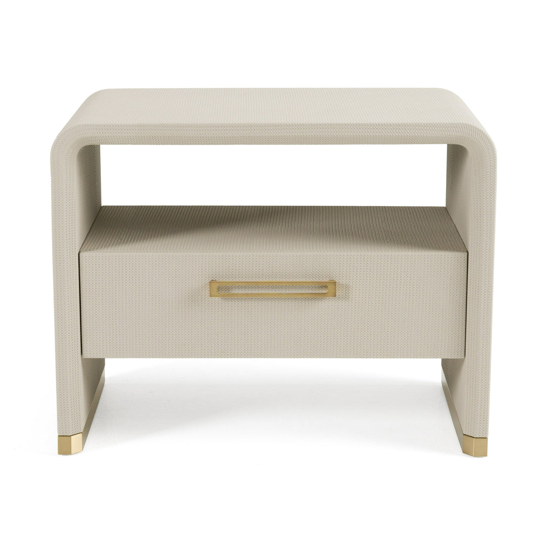 Florence - Modern Beige Leatherette  Gold Nightstand