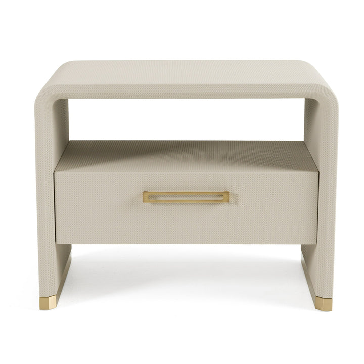 Florence - Modern Beige Leatherette + Gold Nightstand