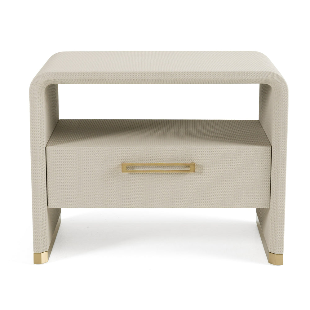 Florence - Modern Beige Leatherette + Gold Nightstand - View 2