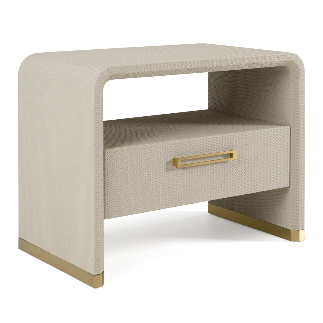 Florence - Modern Beige Velvet + Leatherette Bedroom Set