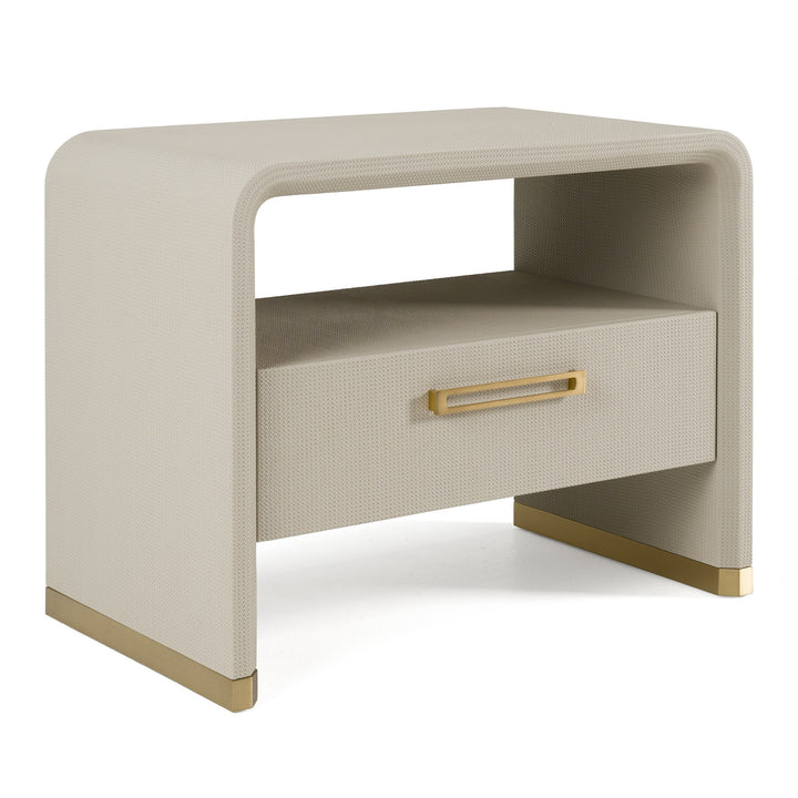 Florence  Modern Beige Leatherette + Gold Nightstand