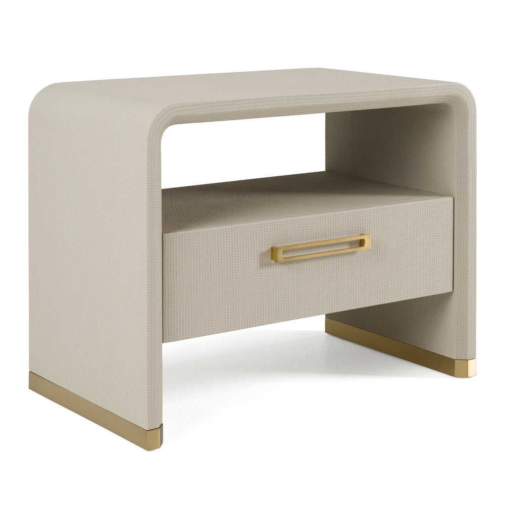 Florence - Modern Beige Leatherette + Gold Nightstand - View 9