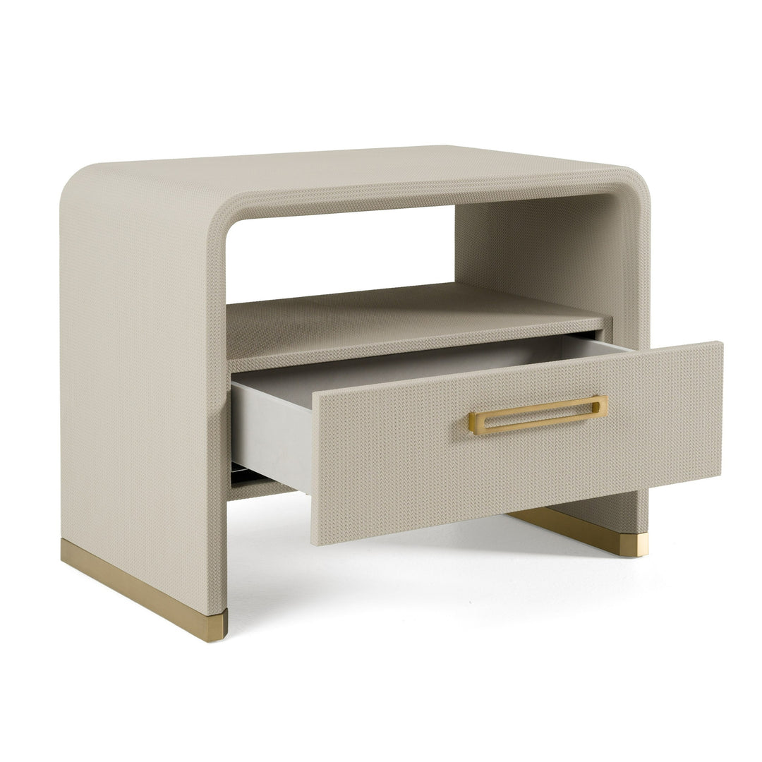 Florence - Modern Beige Leatherette  Gold Nightstand