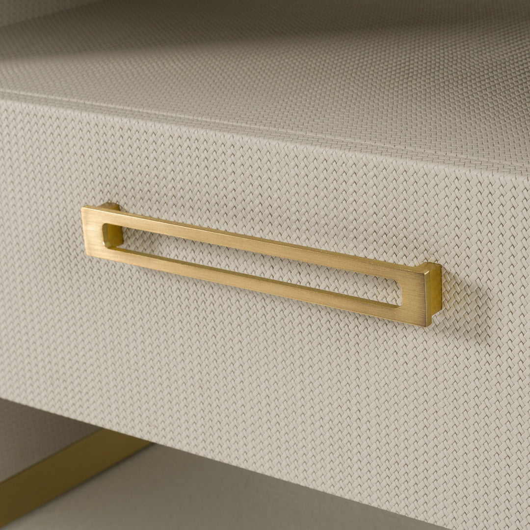 Florence - Modern Beige Leatherette  Gold Nightstand