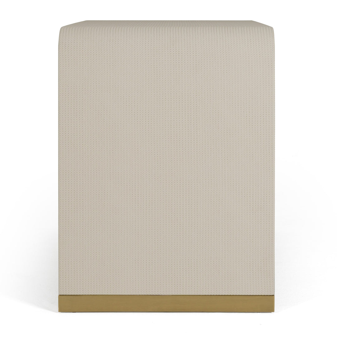 Florence - Modern Beige Leatherette  Gold Nightstand