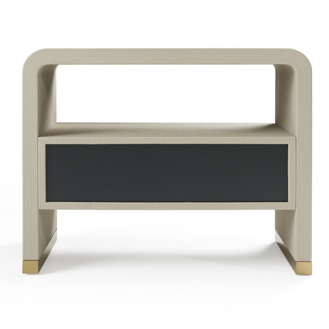 Florence - Modern Beige Leatherette  Gold Nightstand